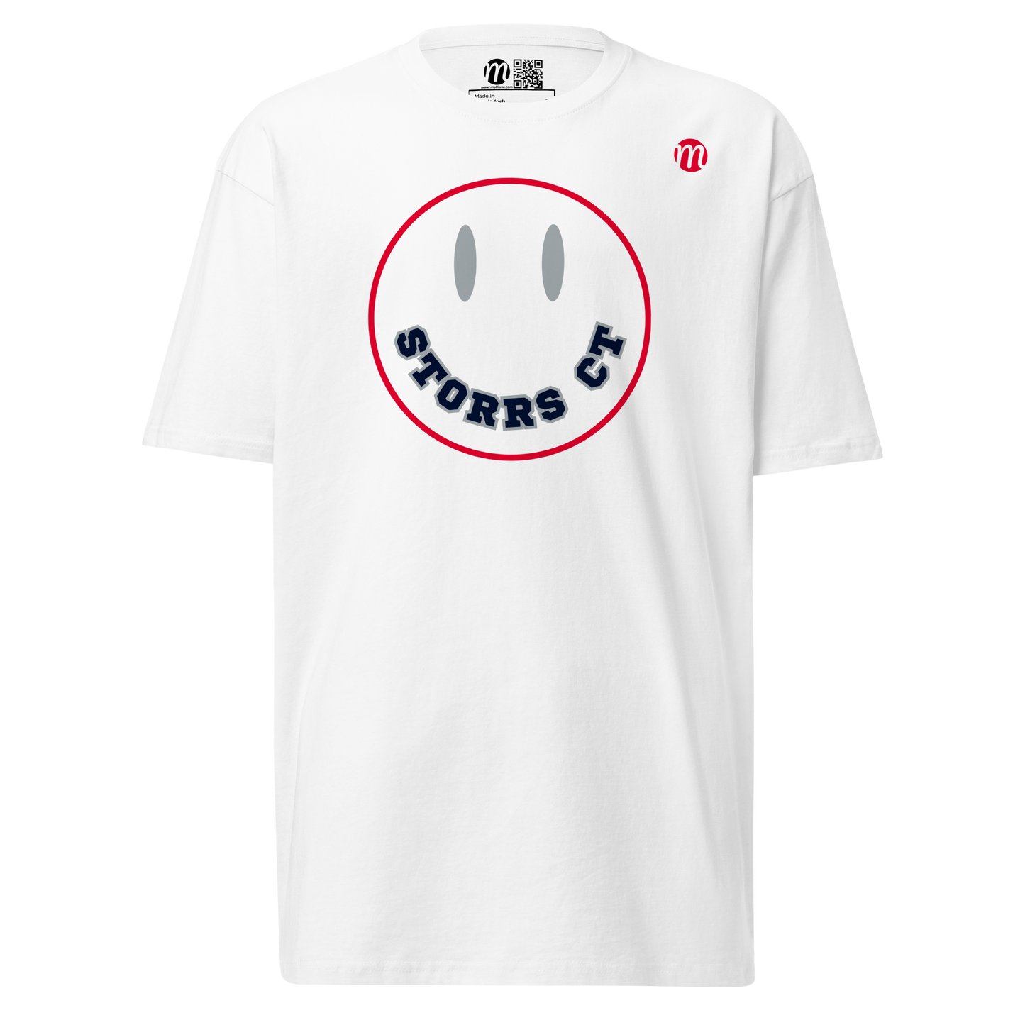 Storrs CT Smiley Face Mulli USA Tee White Front