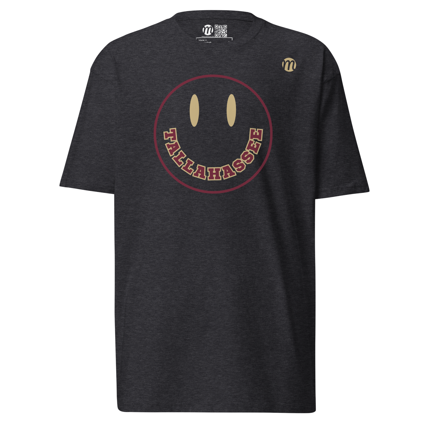 Tallahassee Smiley Face Mulli USA Tee Charcoal Heather Front