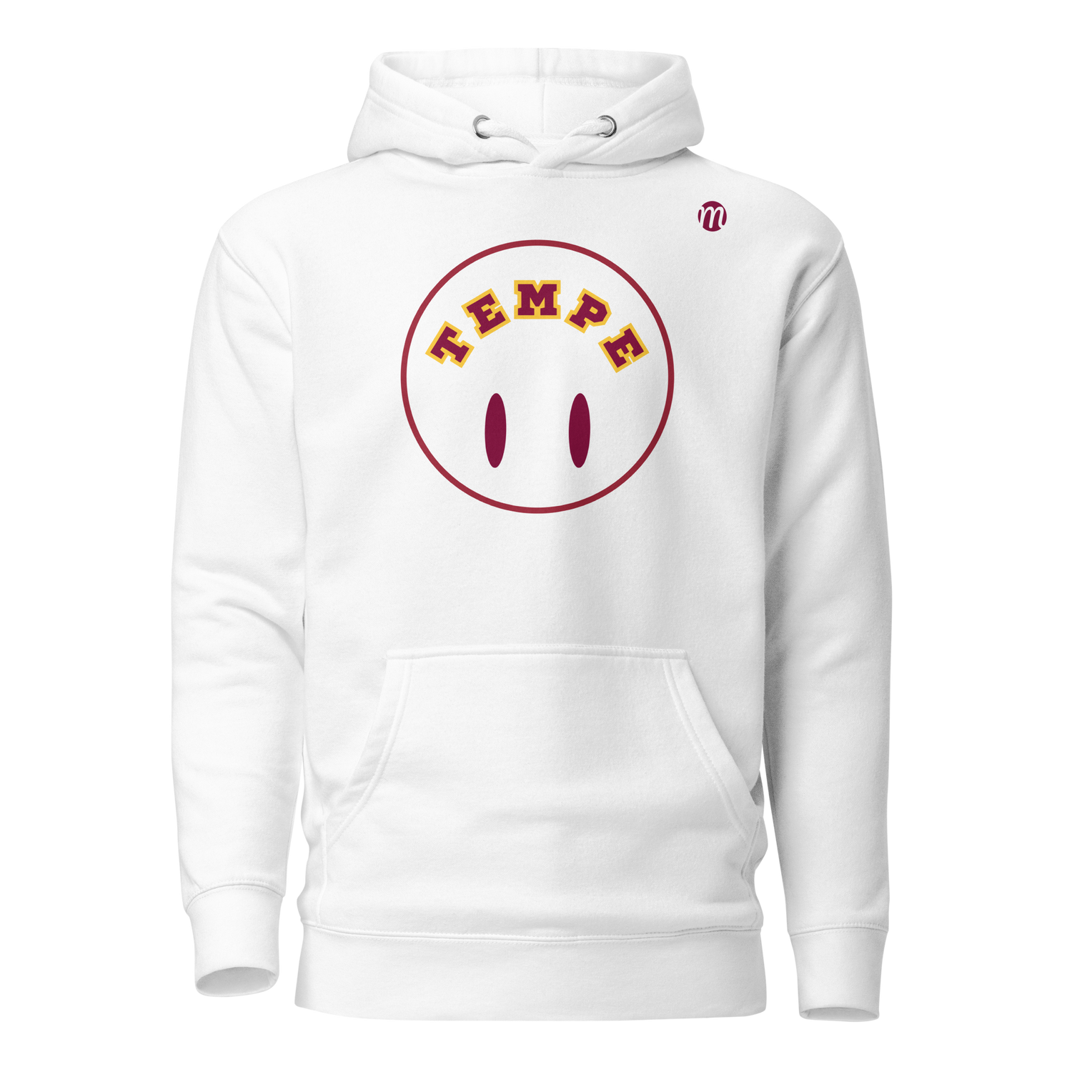 Tempe Smiley Face Flipped Mulli USA Hoodie White Front