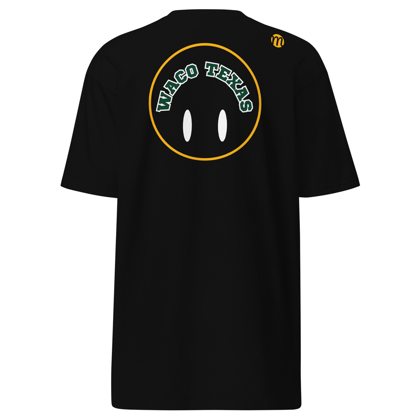 Waco Texas Smiley Face Flipped Mulli USA Tee Black Back