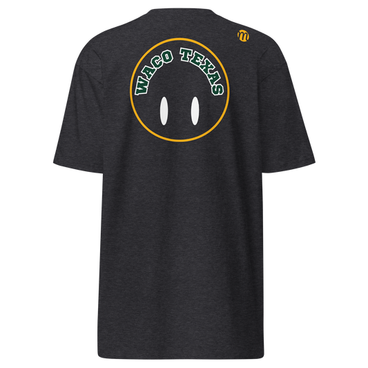 Waco Texas Smiley Face Flipped Mulli USA Tee Charcoal Heather Back