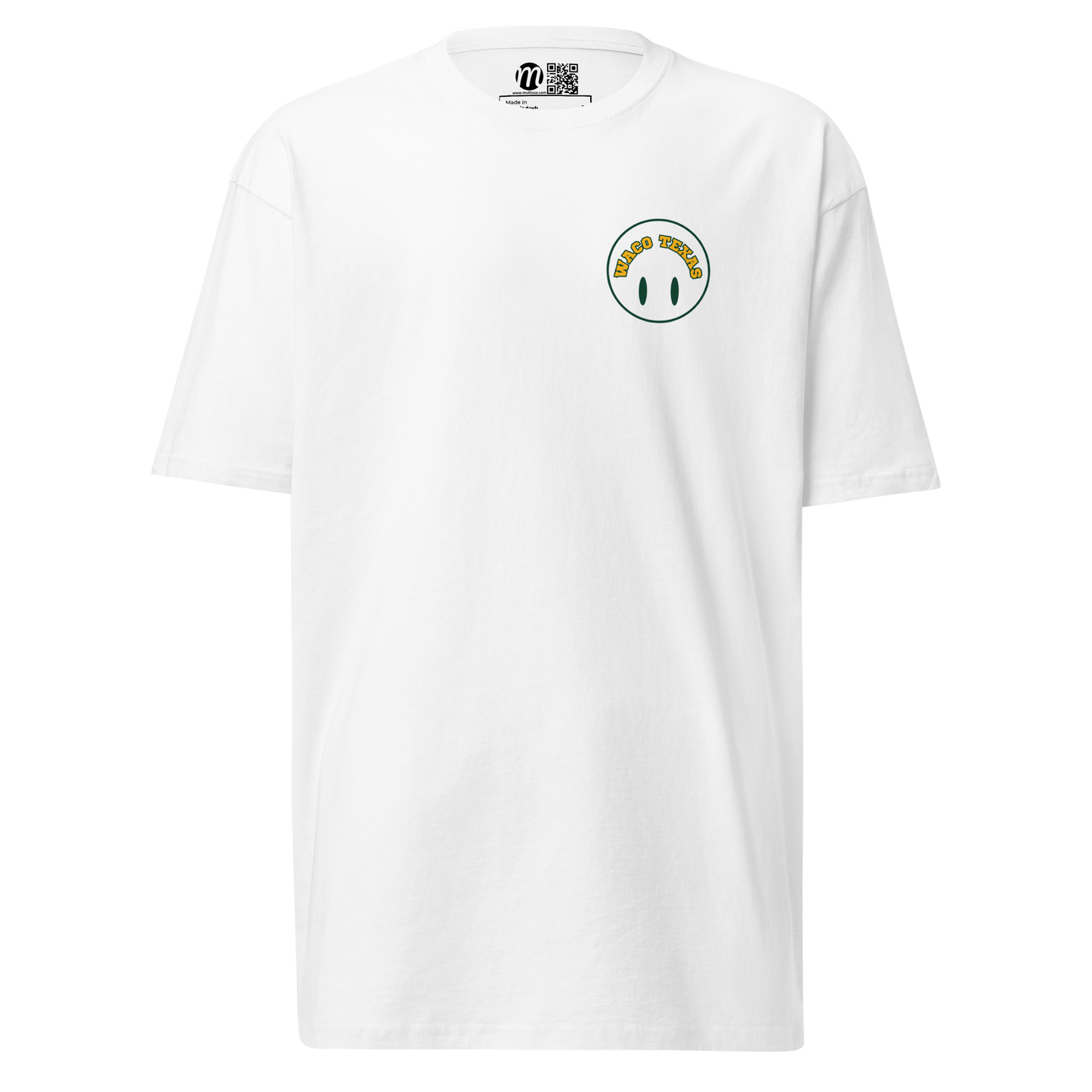 Waco Texas Smiley Face Flipped Mulli USA Tee White Front 