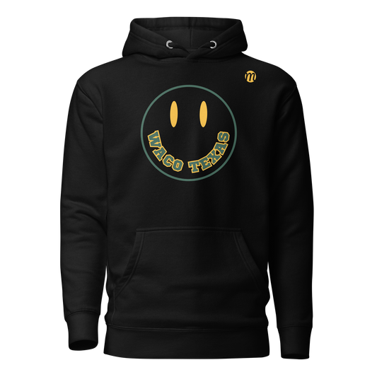 Waco Texas Smiley Face Mulli USA Hoodie Black Front