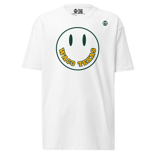 Waco Texas Smiley Face Mulli USA Tee White Front