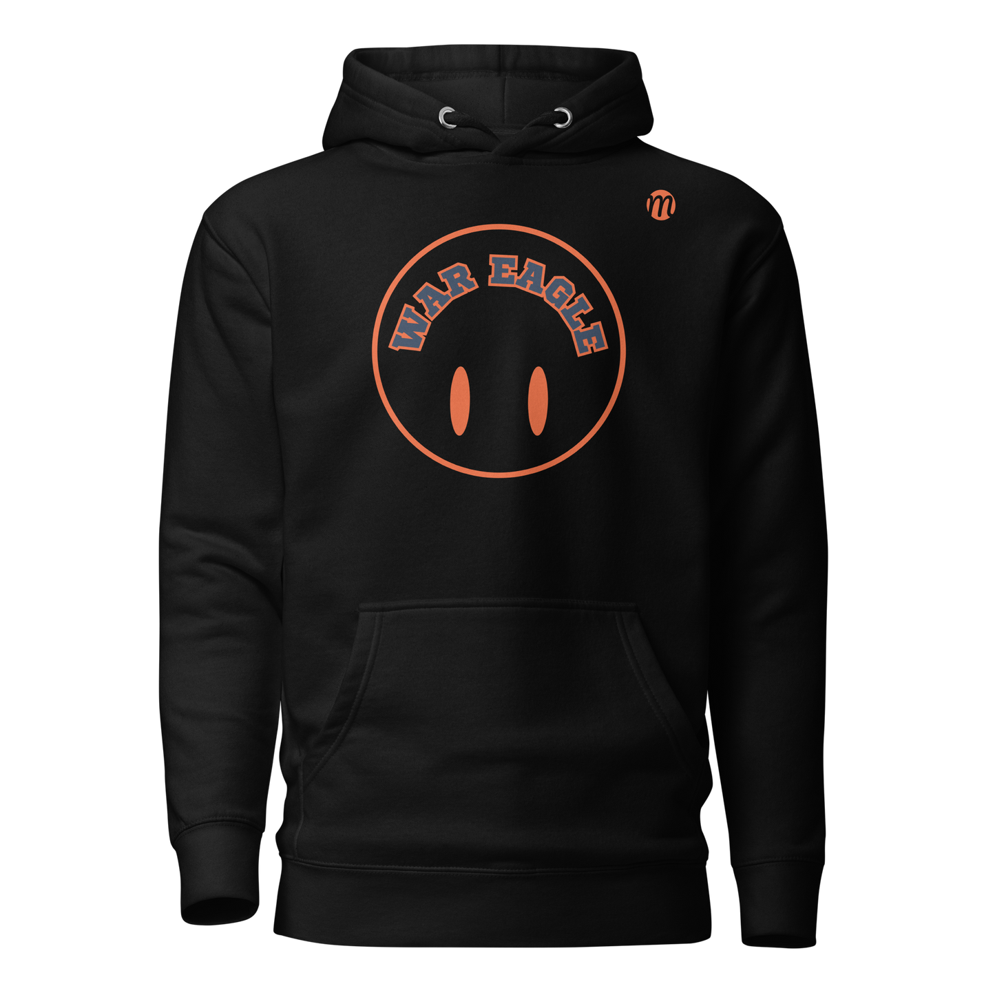 War Eagle Smiley Face Flipped Mulli USA Hoodie Black Front