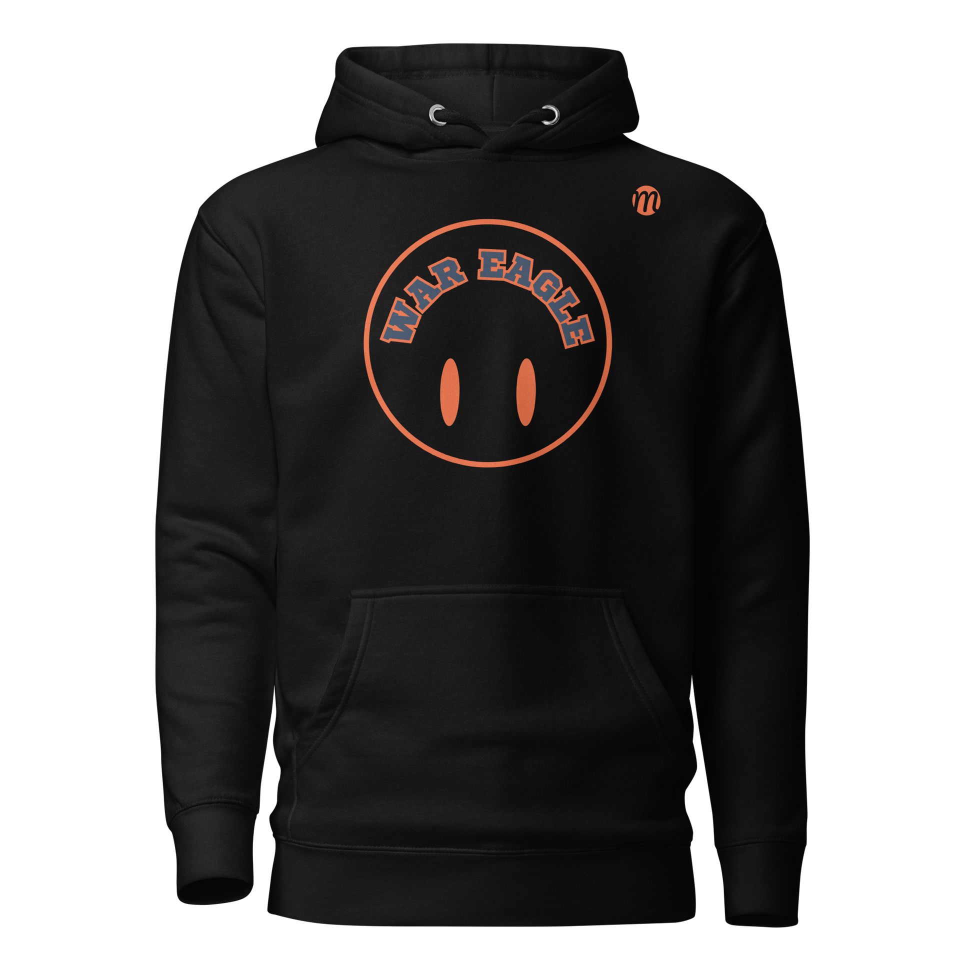 War Eagle Smiley Face Flipped Mulli USA Hoodie Black Front