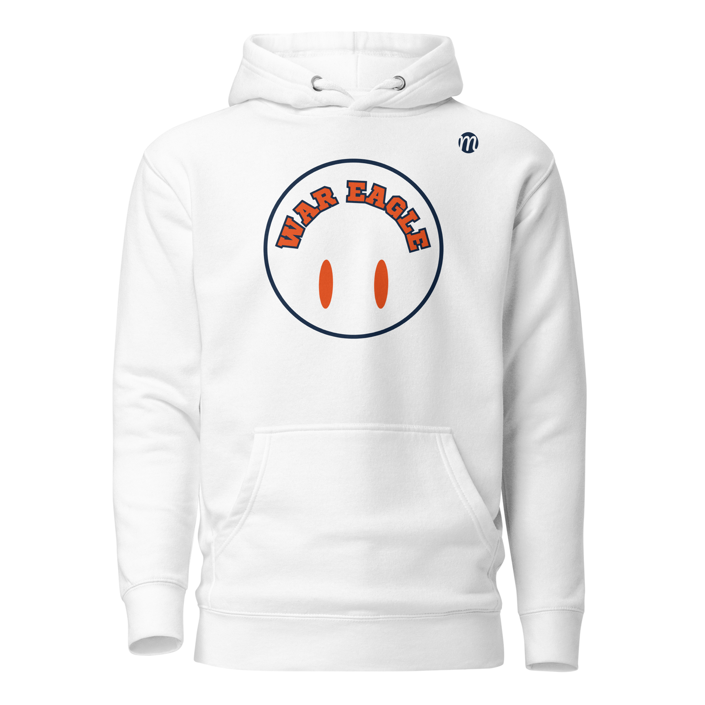 War Eagle Smiley Face Flipped Mulli USA Hoodie White Front