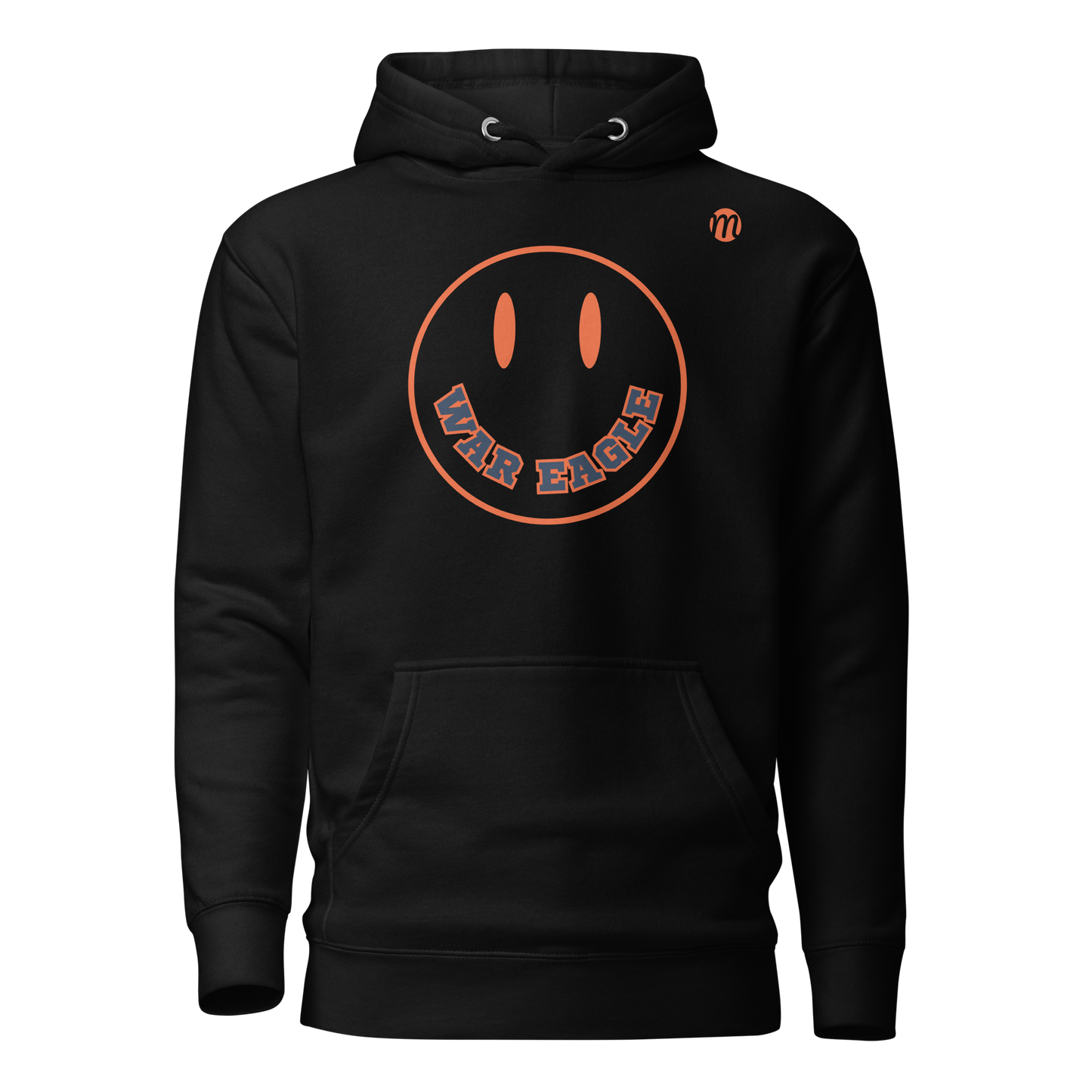 War Eagle Smiley Face Mulli USA Hoodie Black Front