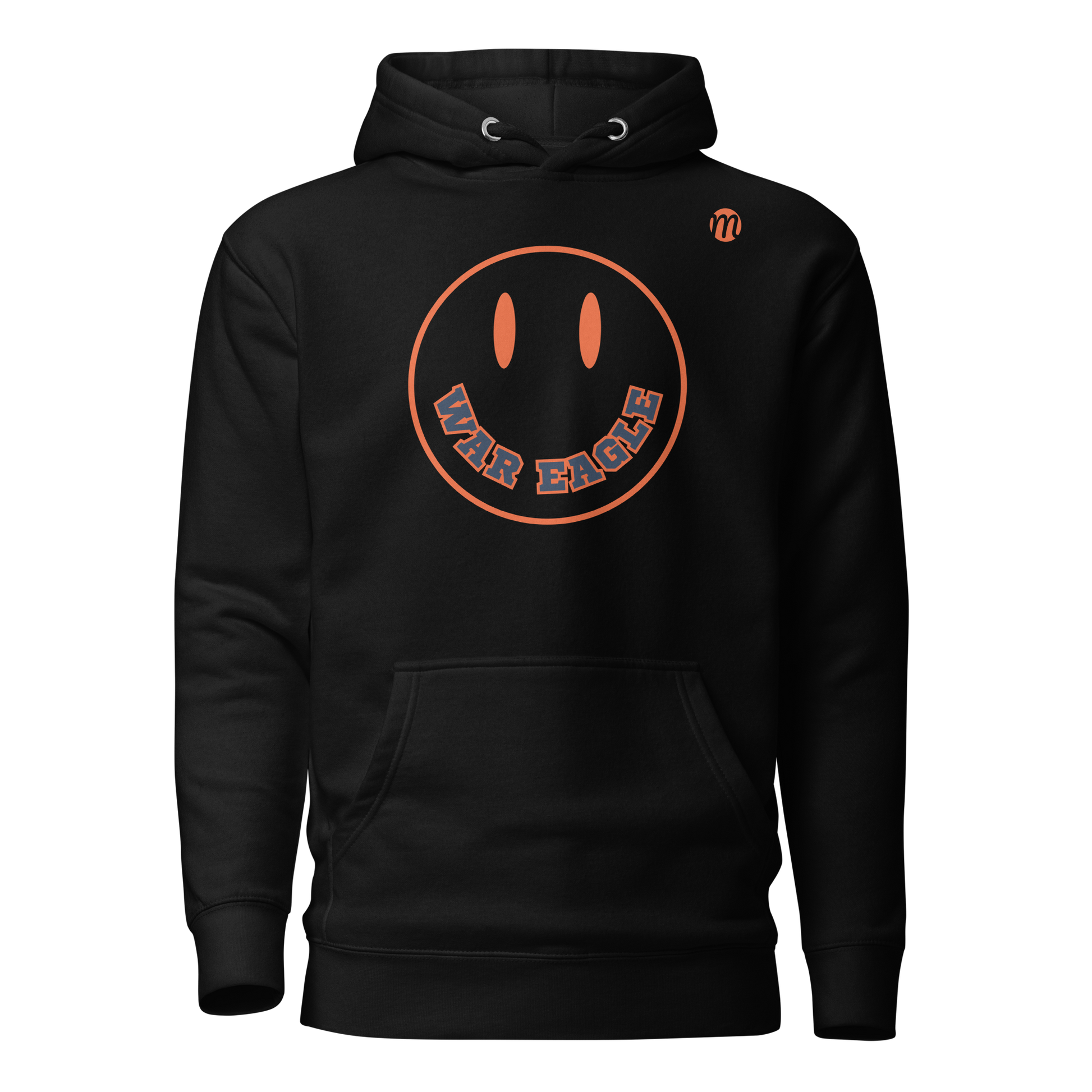 War Eagle Smiley Face Mulli USA Hoodie Black Front