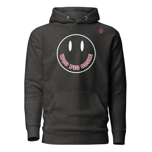 Woo Pig Sooie Smiley Face Mulli USA Hoodie Charcoal Heather Front